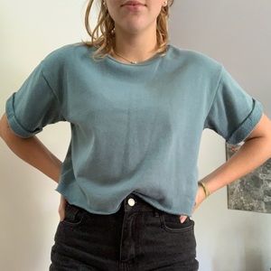 Teal sweatshirt material shirt